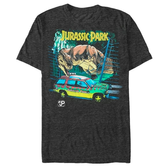 Men's Jurassic Park Car Chase Scene  Graphic Tee Black Medium