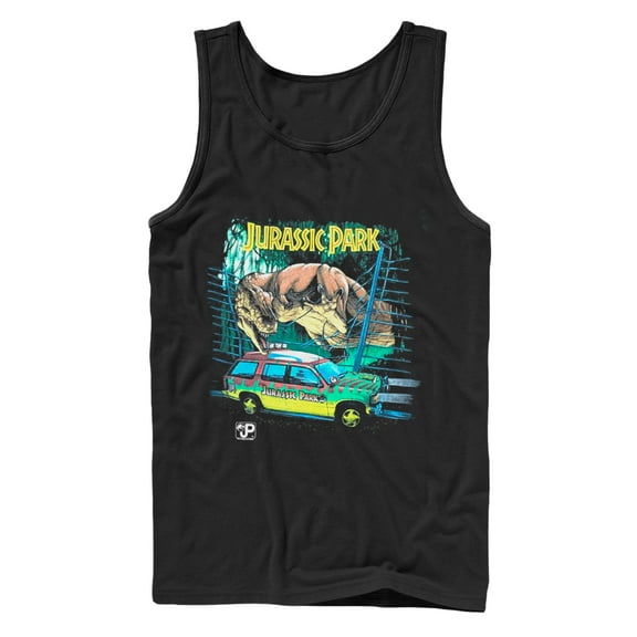 Men's Jurassic Park Car Chase Scene  Tank Top Black Small