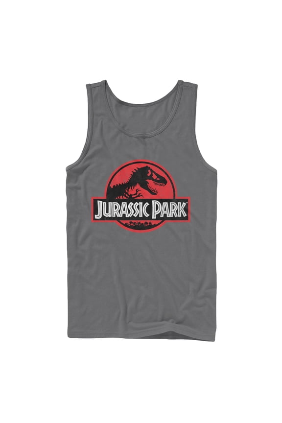 Men's Jurassic Park Circle Logo Tank Top Charcoal Medium