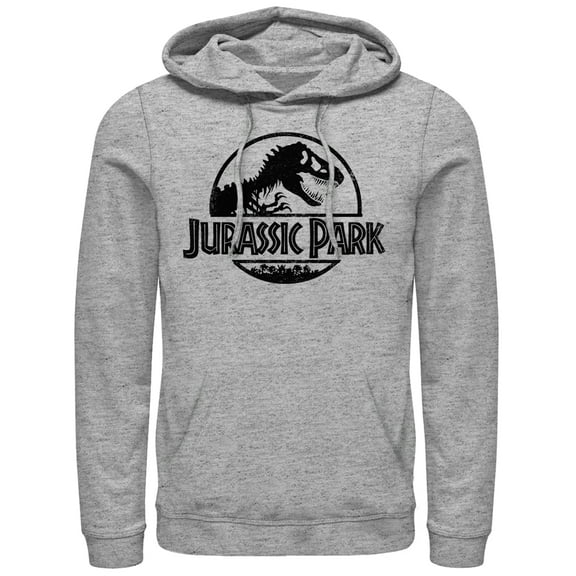 Men's Jurassic Park Classic Logo Pull Over Hoodie Athletic Heather 2X Large
