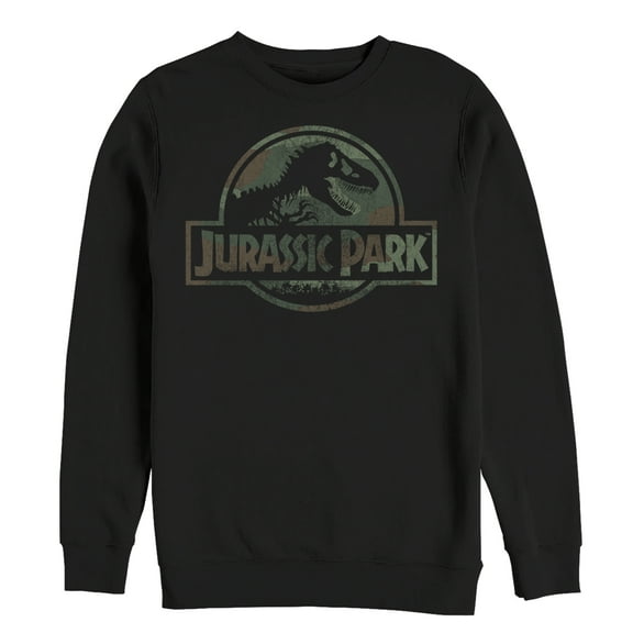 Men's Jurassic Park Dark Camo Logo Sweatshirt Black 3X Large