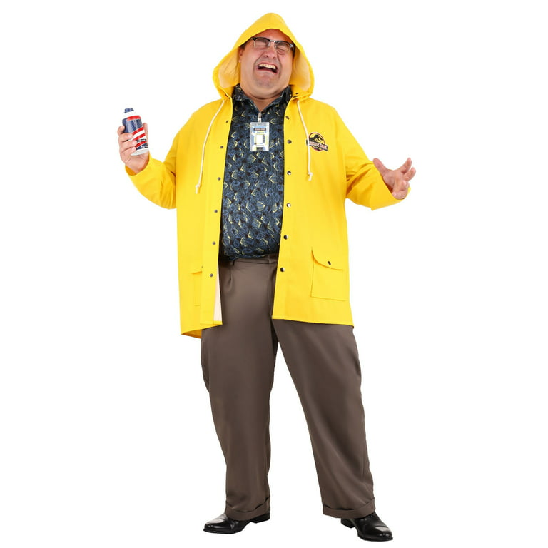 Jurassic Park Dennis Nedry Yellow Raincoat Costume for Adults - L