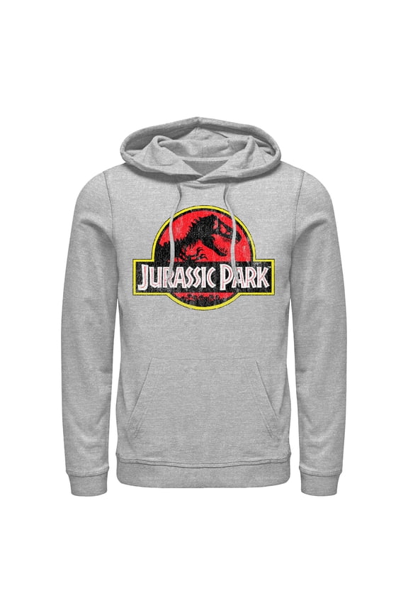 Men's Jurassic Park Distressed T-Rex Logo Pull Over Hoodie