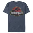 thumbnail image 1 of Men's Jurassic Park Distressed T-Rex Logo Graphic Tee Navy Blue Heather Large, 1 of 4