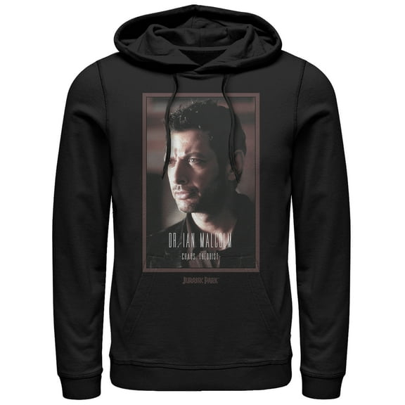 Men's Jurassic Park Dr. Malcolm Chaos Theorist  Pull Over Hoodie Black 3X Large