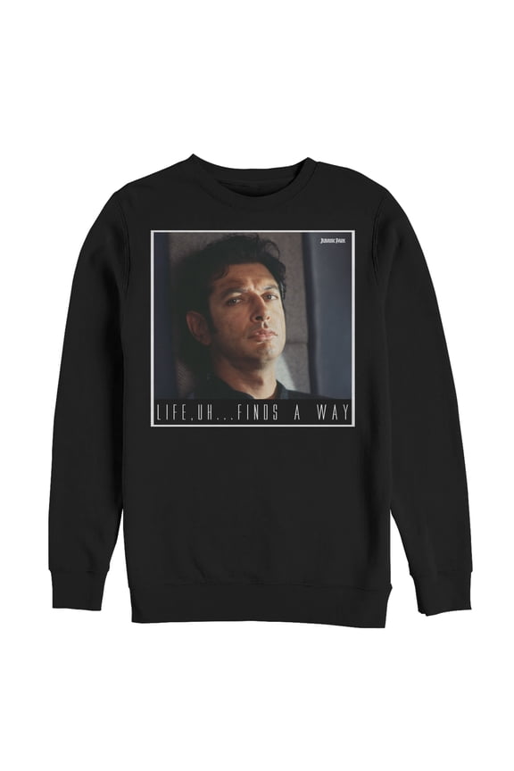 Men's Jurassic Park Dr. Malcolm Life Uh Finds Way Sweatshirt Black 3X Large