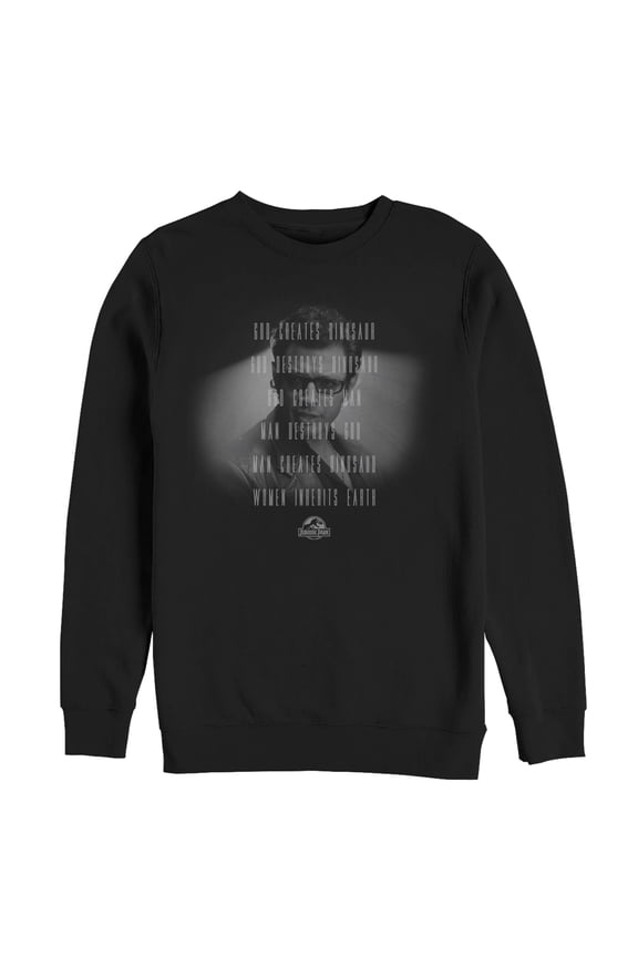 Men's Jurassic Park Dr. Malcolm Man Creates Dinosaur Sweatshirt Black Small