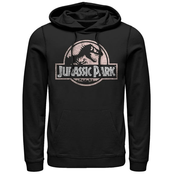 Men's Jurassic Park Dusty Logo  Pull Over Hoodie Black Small