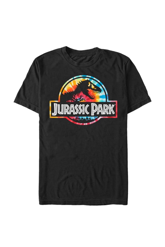 Men's Jurassic Park Groovy Tie-Dye Logo Graphic Tee Black 3X Large