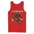 thumbnail image 1 of Men's Jurassic Park I Survived Scratch Tank Top Red Small, 1 of 3