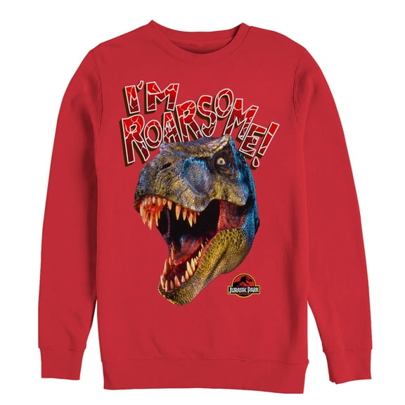 Men's Jurassic Park I'm Roarsome T.Rex  Sweatshirt Red 2X Large