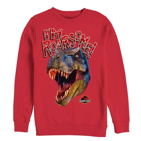 Men's Jurassic Park I'm Roarsome T.Rex Sweatshirt Red Small