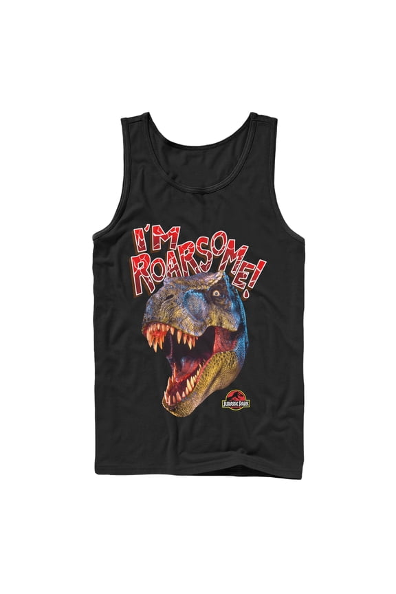 Men's Jurassic Park I'm Roarsome T.Rex Tank Top Black Medium