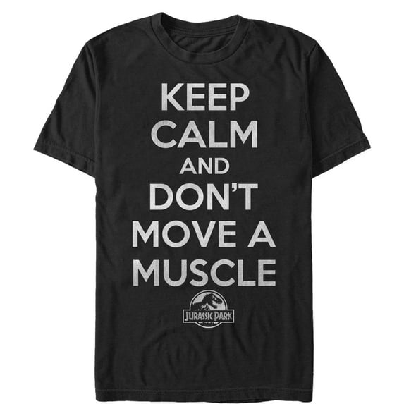 Men's Jurassic Park Keep Calm and Don't Move a Muscle Graphic Tee Black Small