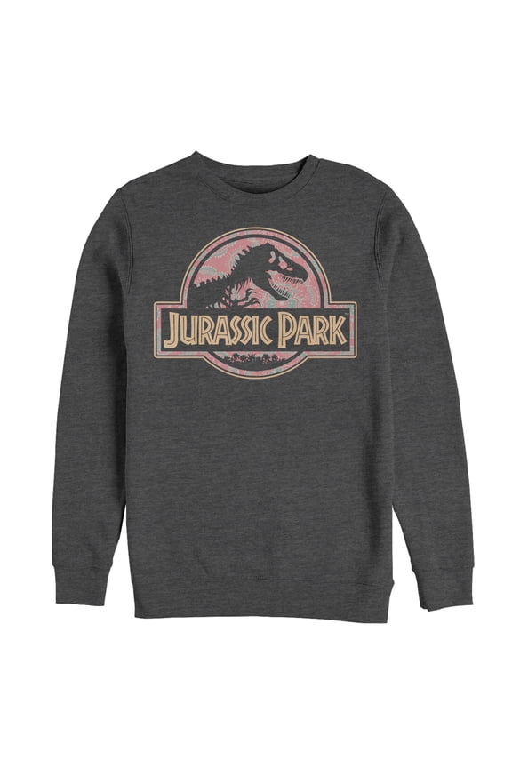 Men's Jurassic Park Logo Henna Print Sweatshirt Charcoal Heather Small