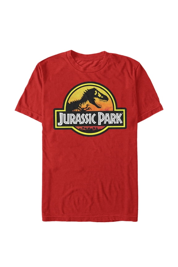 Men's Jurassic Park Logo Outlined  Graphic Tee Red Large