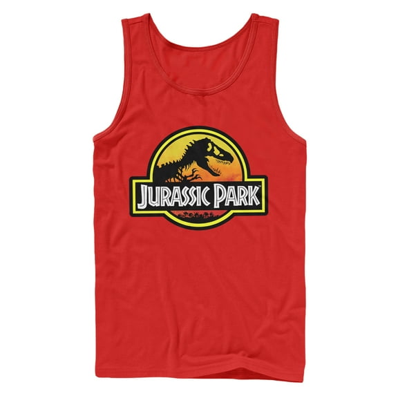 Men's Jurassic Park Logo Outlined  Tank Top Red 2X Large
