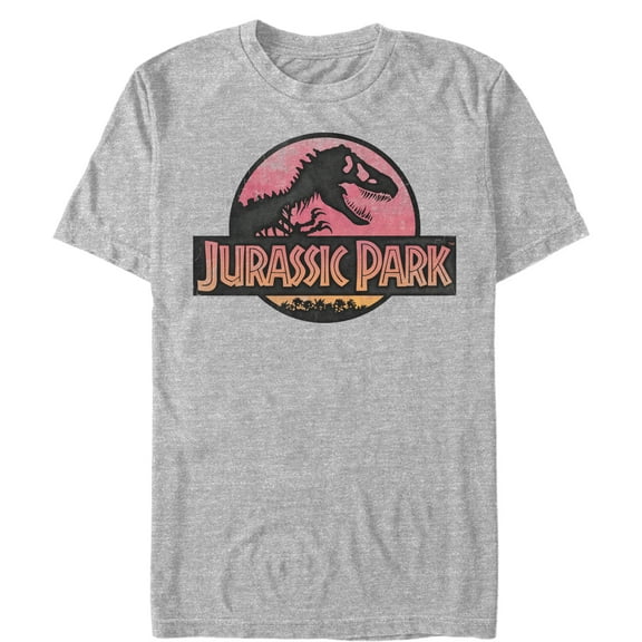 Men's Jurassic Park Logo Sunset  Graphic Tee Athletic Heather X Large