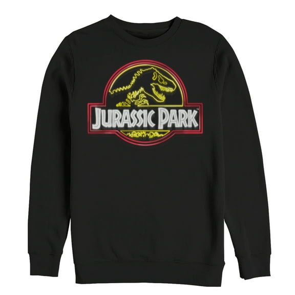 Men's Jurassic Park Neon T Rex Logo  Sweatshirt Black Small
