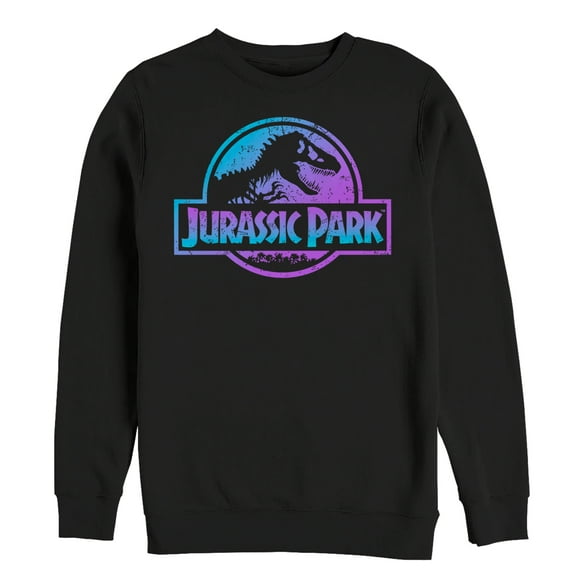 Men's Jurassic Park Ombre Fade Logo Sweatshirt Black 2X Large