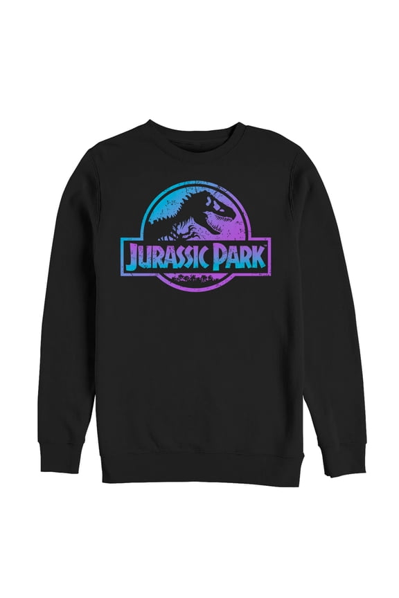 Men's Jurassic Park Ombre Fade Logo Sweatshirt Black 3X Large