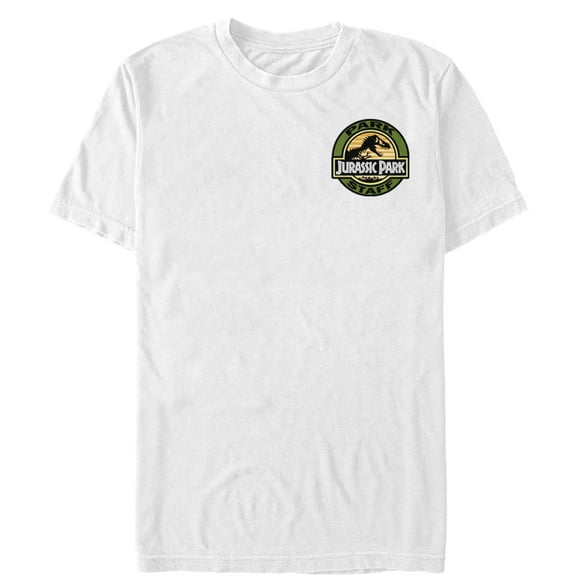 Men's Jurassic Park Park Staff Patch Graphic Tee White Small
