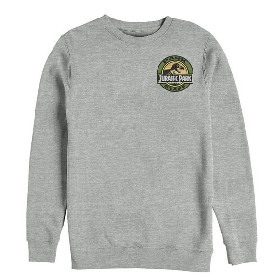 Men's Jurassic Park Park Staff Patch  Sweatshirt Athletic Heather 3X Large