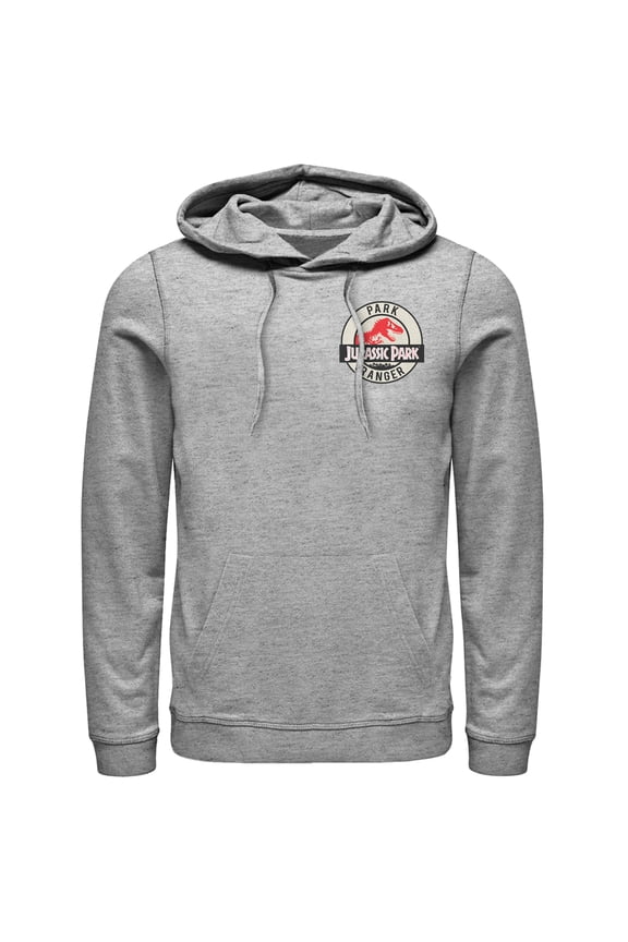 Men's Jurassic Park Ranger Logo Badge Pull Over Hoodie Athletic Heather Small