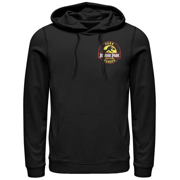 Men s Jurassic Park Ranger Logo Badge Pull Over Hoodie Black Small Walmart