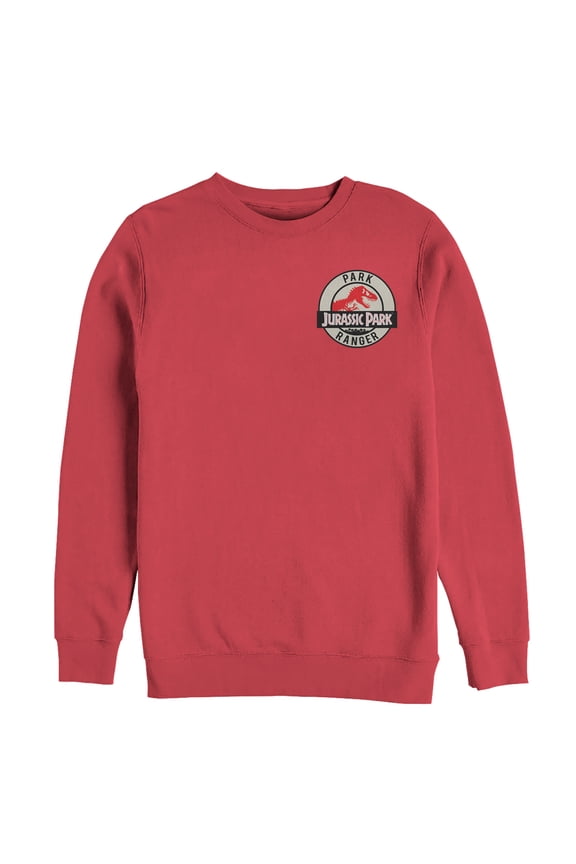 Men's Jurassic Park Ranger Logo Badge Sweatshirt Red 3X Large