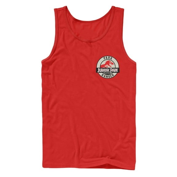 Men's Jurassic Park Ranger Logo Badge  Tank Top Red Medium