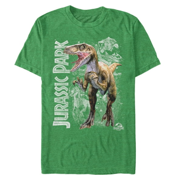 Men's Jurassic Park Raptor Dino Shadows Graphic Tee Kelly Heather X Large