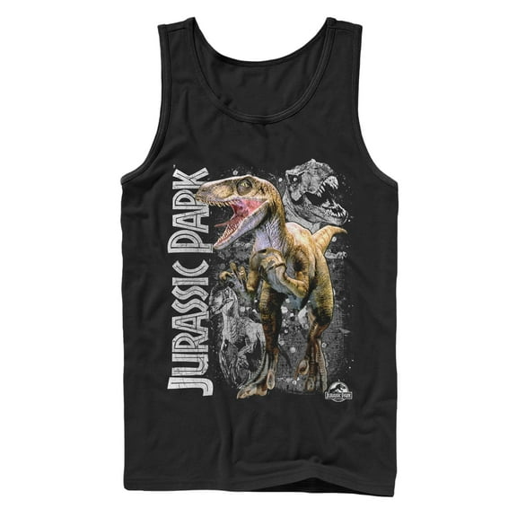 Men's Jurassic Park Raptor Dino Shadows  Tank Top Black Large