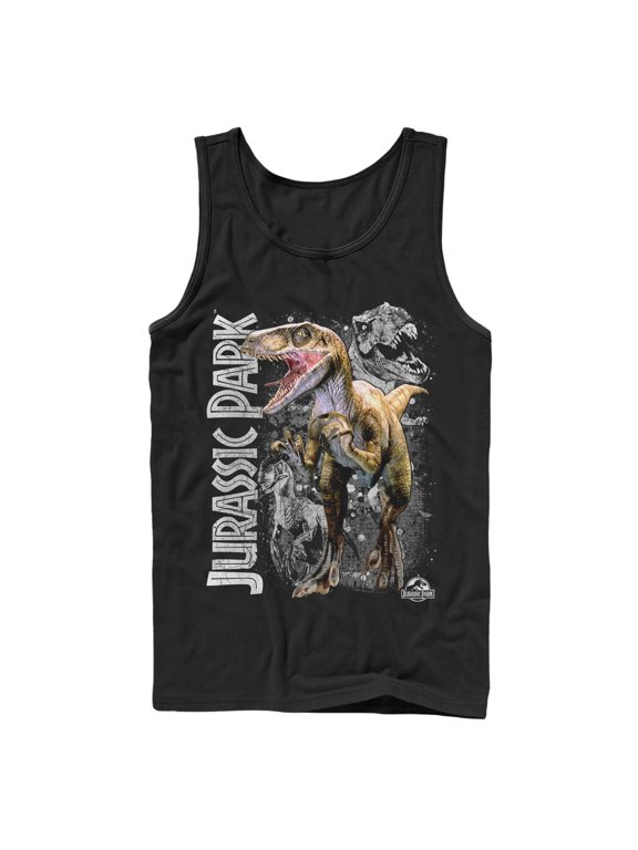 Men's Jurassic Park Raptor Dino Shadows Tank Top Black Large