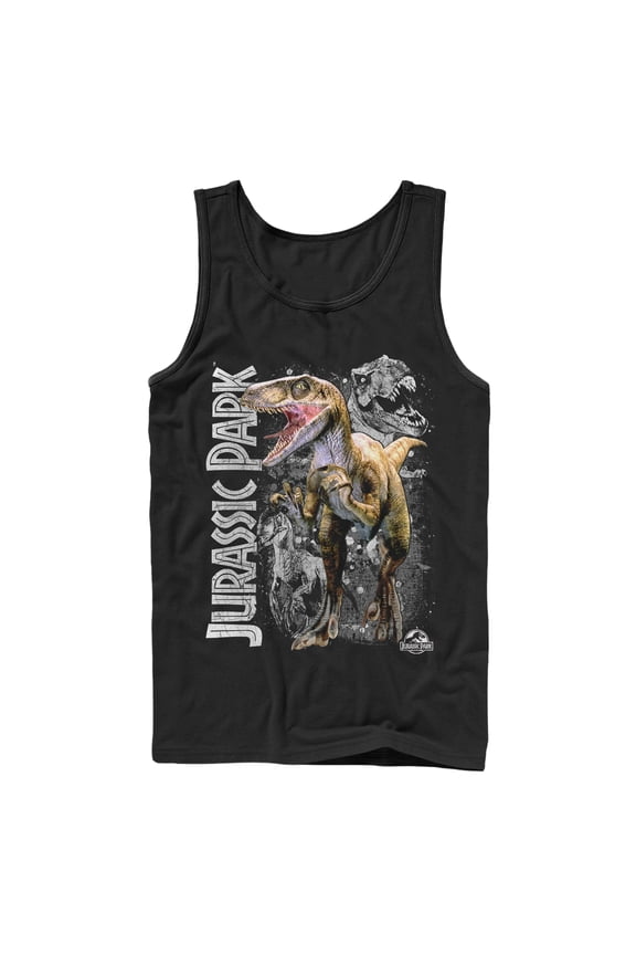 Men's Jurassic Park Raptor Dino Shadows  Tank Top Black Medium