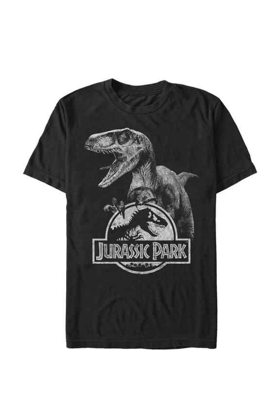 Men's Jurassic Park Raptor Logo Graphic Tee Black X Large