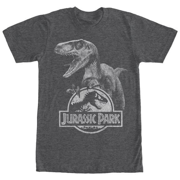 Men's Jurassic Park Raptor Logo Graphic Tee Charcoal Heather Medium