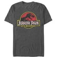 thumbnail image 1 of Men's Jurassic Park Retro 25th Anniversary Logo  Graphic Tee Charcoal Heather X Large, 1 of 4