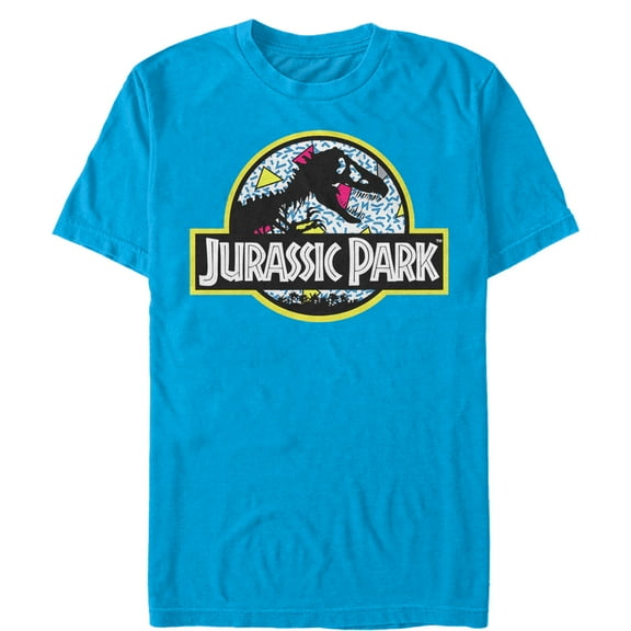 Men's Jurassic Park Retro Party Logo Graphic Tee Turquoise X Large