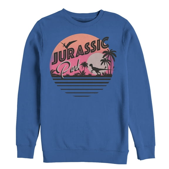 Men's Jurassic Park Retro Postcard Sweatshirt Royal Blue 3X Large