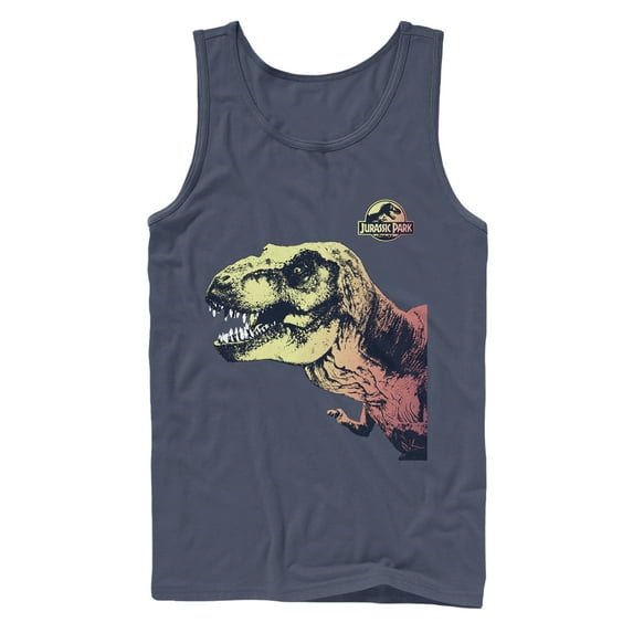 Men's Jurassic Park Sneaky T. Rex Tank Top Navy Blue X Large