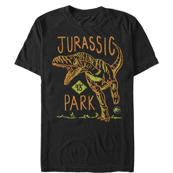 Men's Jurassic Park T. Rex Crayon Print  Graphic Tee Black 2X Large