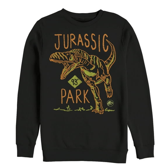 Men's Jurassic Park T. Rex Crayon Print Sweatshirt Black Large