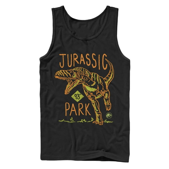 Men's Jurassic Park T. Rex Crayon Print  Tank Top Black Large