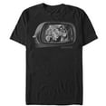 thumbnail image 1 of Men's Jurassic Park T. Rex In Rearview Mirror, Objects Are Closer  Graphic Tee Black 2X Large, 1 of 4