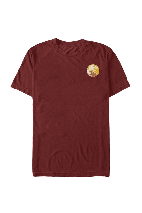 Men's Jurassic Park T. Rex Logo Badge  Graphic Tee Cardinal Large