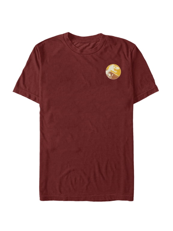 Men's Jurassic Park T. Rex Logo Badge Graphic Tee Cardinal Small