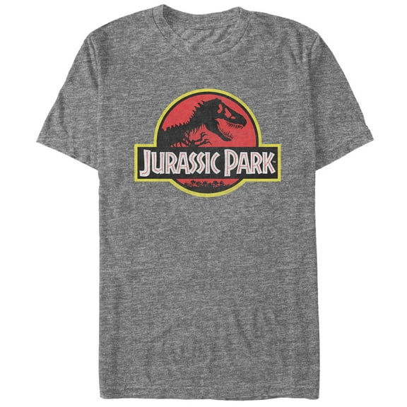 Men's Jurassic Park T Rex Logo Graphic Tee Athletic Heather Large