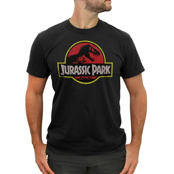 Men's Jurassic Park T Rex Logo Graphic Tee Black Medium