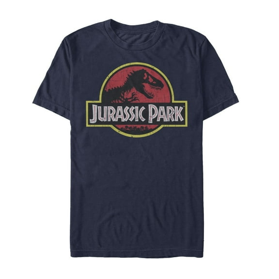 Men's Jurassic Park T Rex Logo Graphic Tee Navy Blue 2X Large
